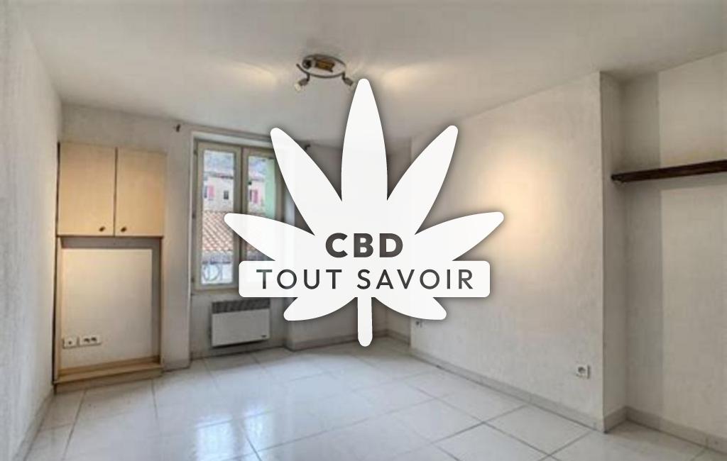 Village à Saint-Etienne-Estrechoux avec feuille Cannabis CBD