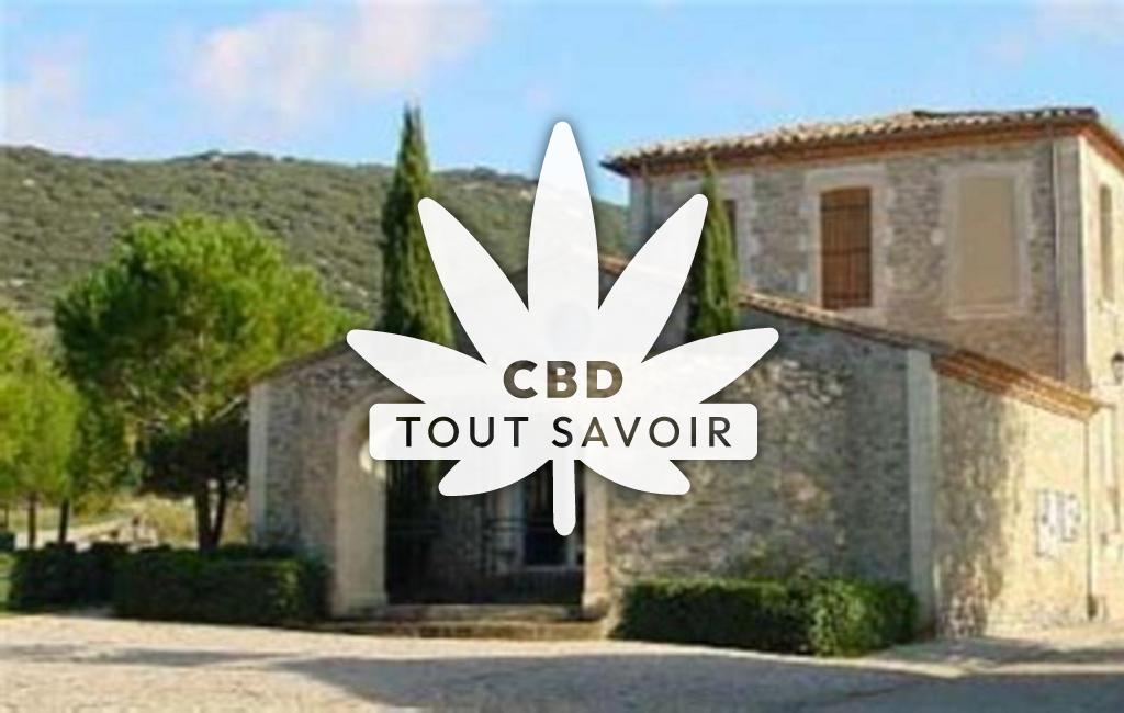 Village à Cazevieille avec feuille Cannabis CBD