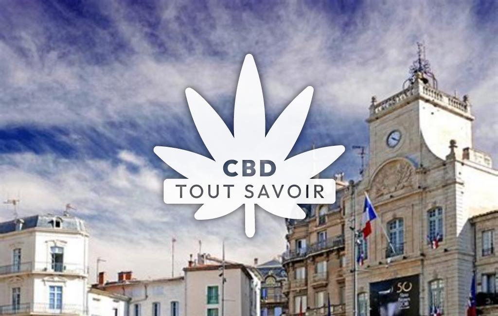 Village à Lieuran-les-Beziers avec feuille Cannabis CBD