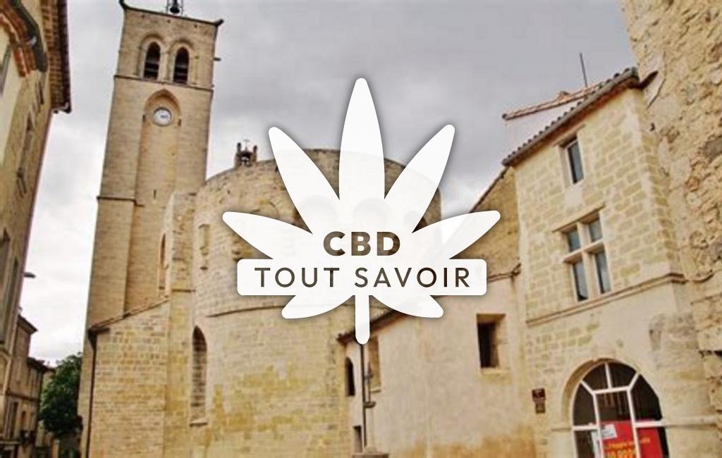 Village à Montblanc avec feuille Cannabis CBD