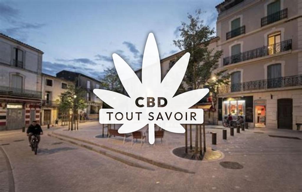 Village à Servian avec feuille Cannabis CBD