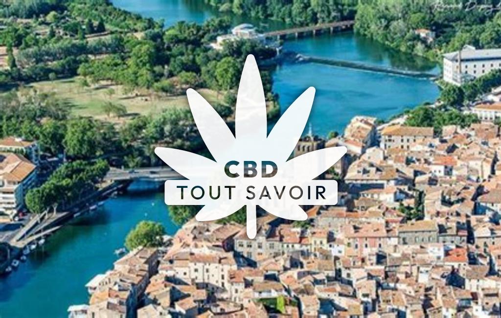 Village à Agde avec feuille Cannabis CBD