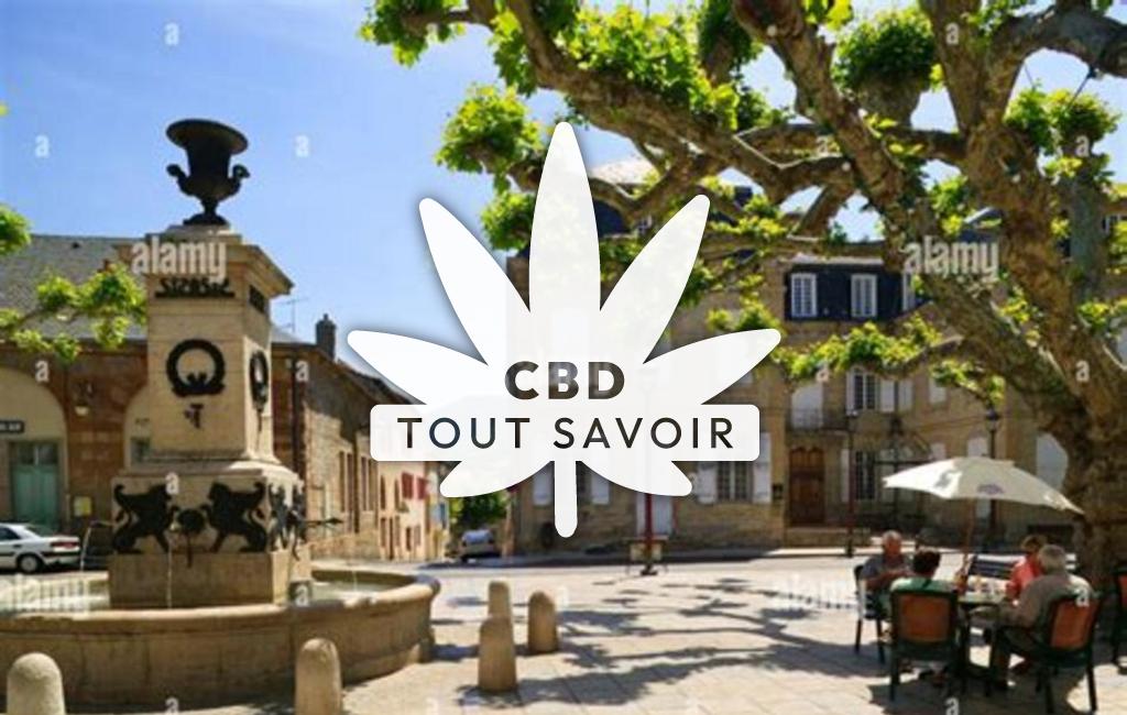 Village à Capestang avec feuille Cannabis CBD