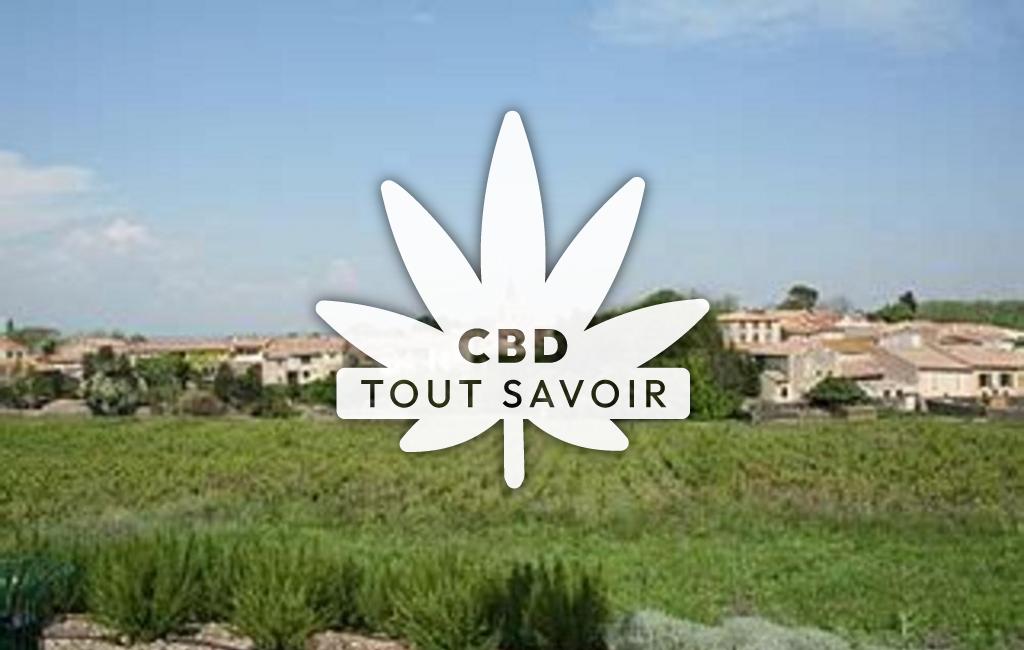 Village à Nizas avec feuille Cannabis CBD