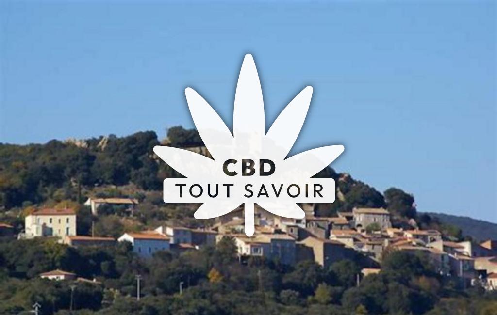 Village à Roquessels avec feuille Cannabis CBD
