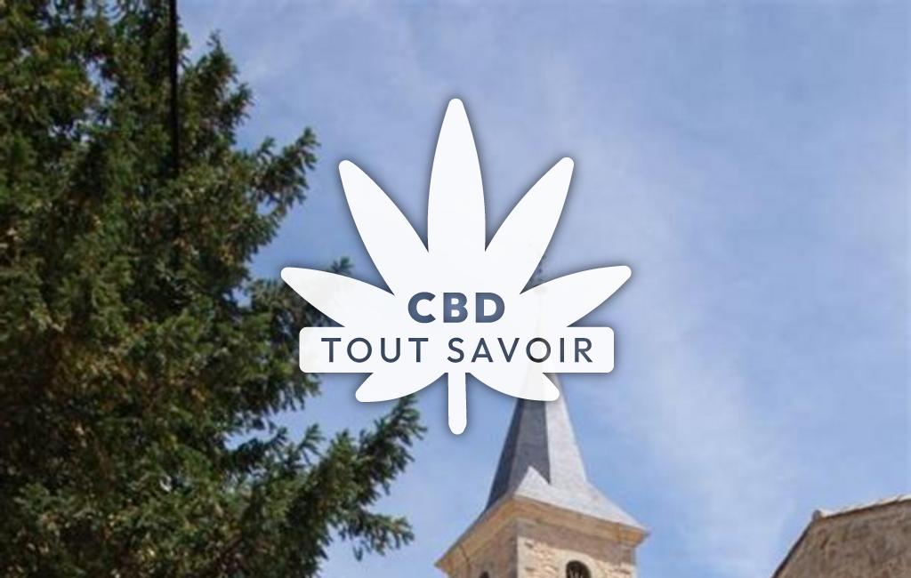 Village à Creissan avec feuille Cannabis CBD
