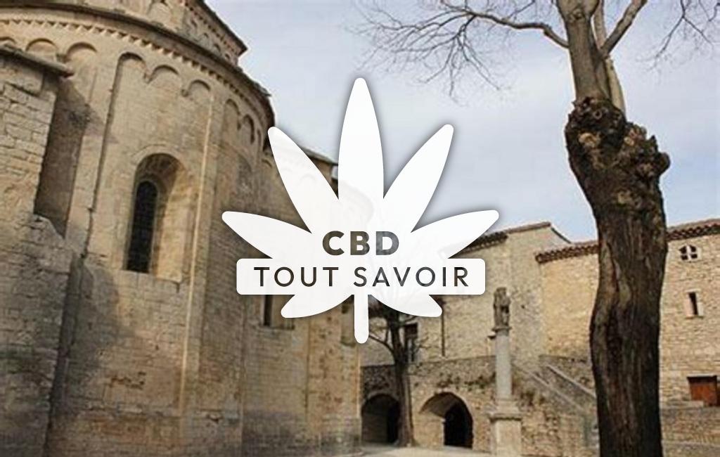Village à Notre-Dame-de-Londres avec feuille Cannabis CBD