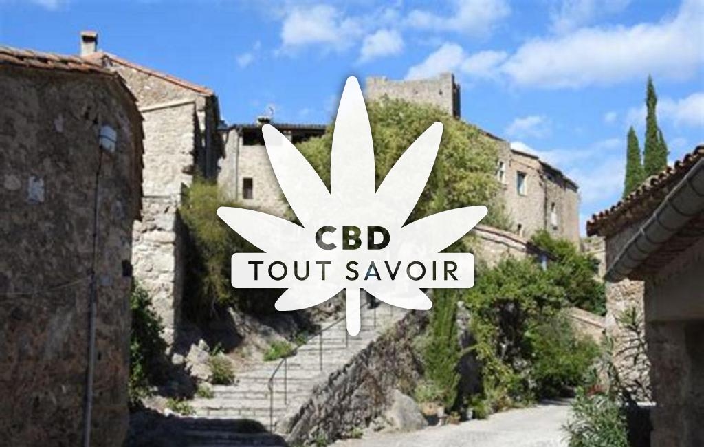 Village à Pegairolles-de-Bueges avec feuille Cannabis CBD