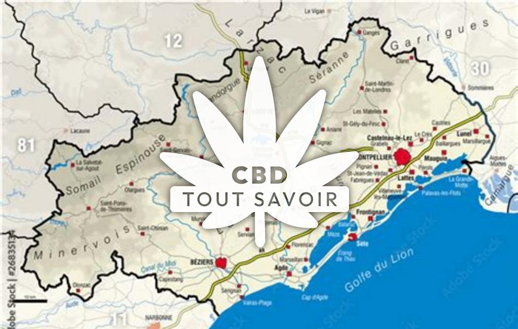 Village à Vieussan avec feuille Cannabis CBD