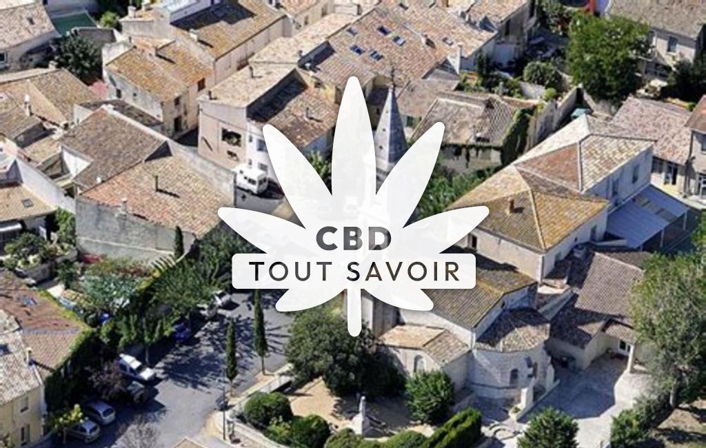 Village à Saint-Nazaire-de-Pezan avec feuille Cannabis CBD