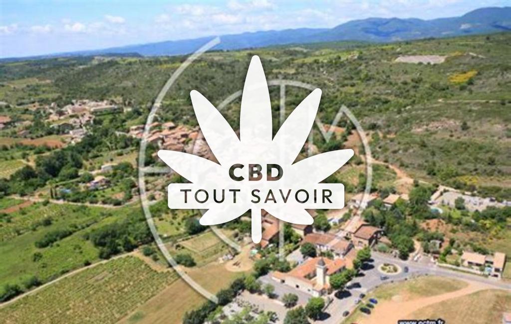 Village à Cazedarnes avec feuille Cannabis CBD