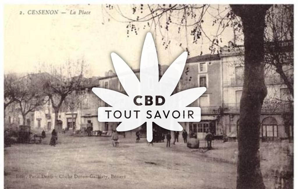 Village à Cessenon-sur-Orb avec feuille Cannabis CBD