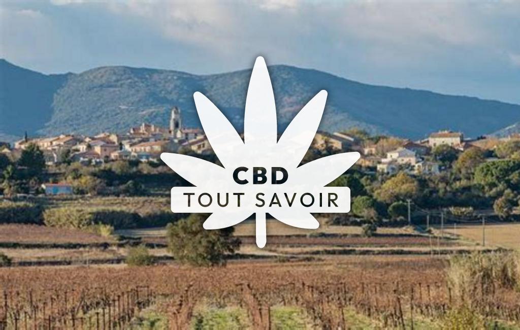 Village à Autignac avec feuille Cannabis CBD