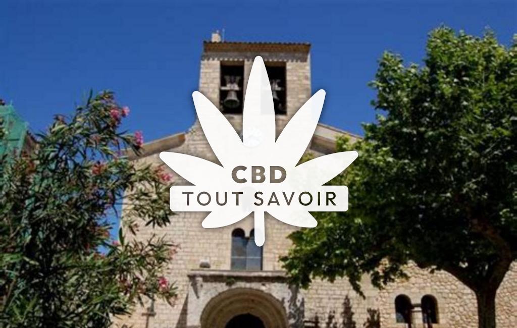 Village à Magalas avec feuille Cannabis CBD