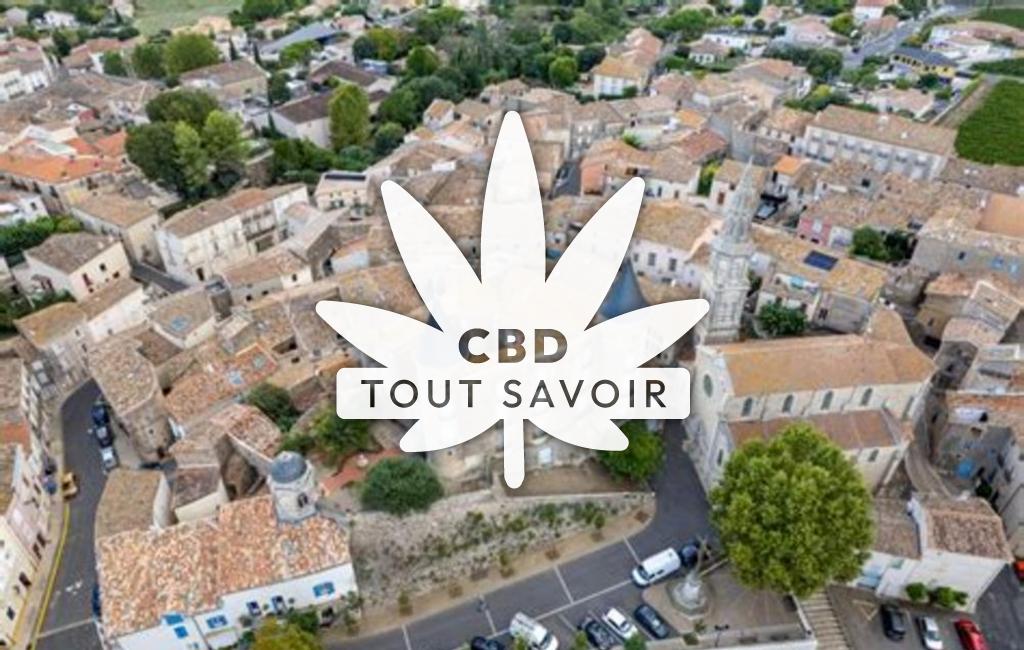 Village à Pouzolles avec feuille Cannabis CBD