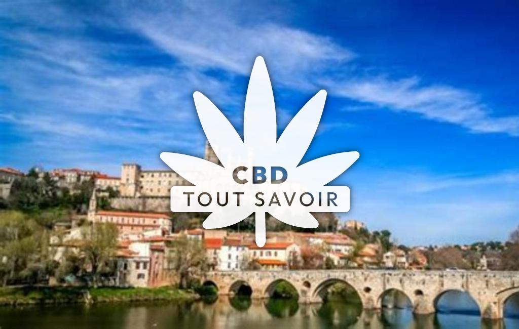 Village à Puissalicon avec feuille Cannabis CBD
