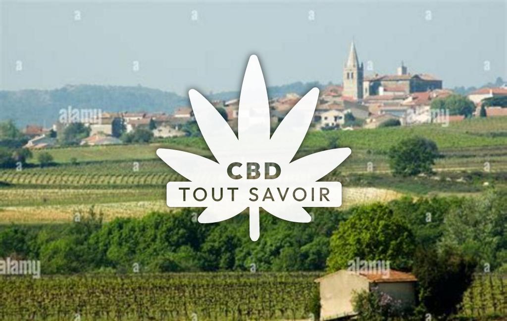 Village à Murviel-les-Beziers avec feuille Cannabis CBD