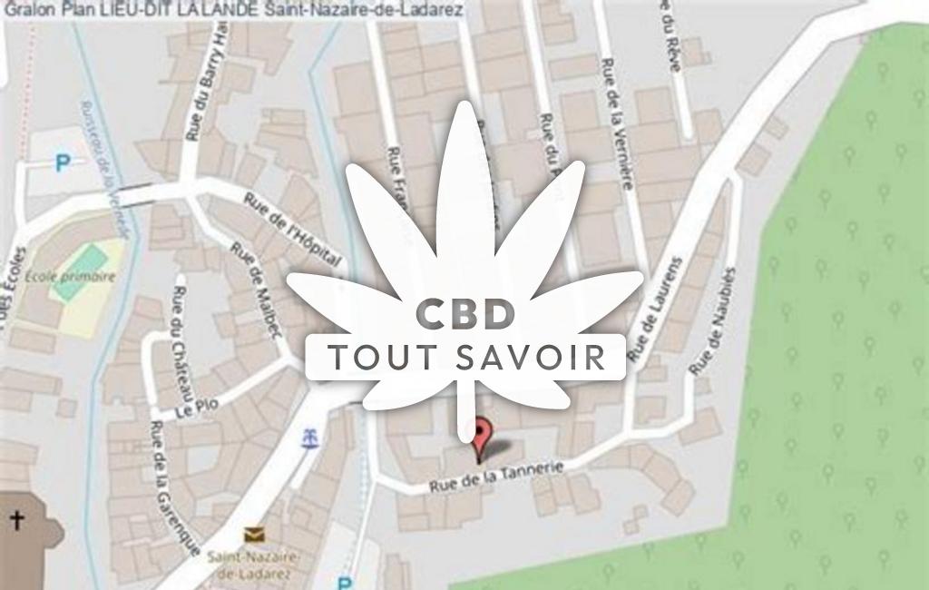Village à Saint-Nazaire-de-Ladarez avec feuille Cannabis CBD