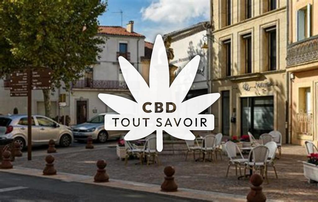 Village à Thezan-les-Beziers avec feuille Cannabis CBD