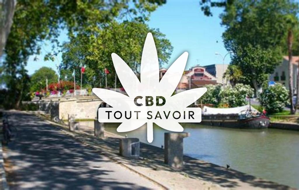 Village à Villeneuve-les-Beziers avec feuille Cannabis CBD