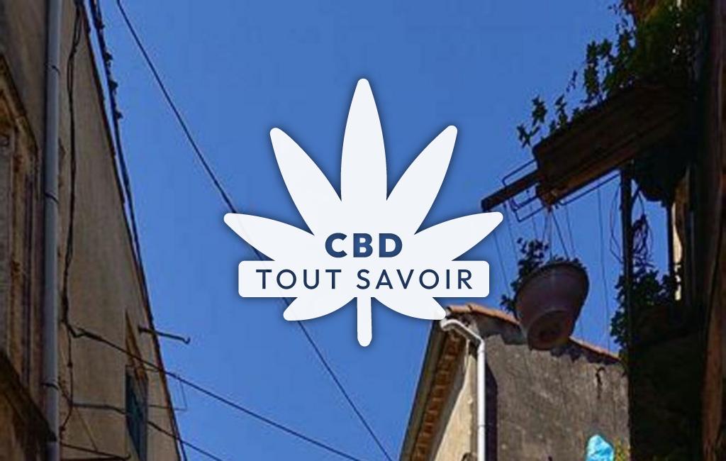 Village à Montbazin avec feuille Cannabis CBD