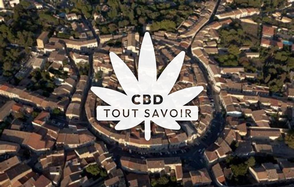 Village à Poussan avec feuille Cannabis CBD