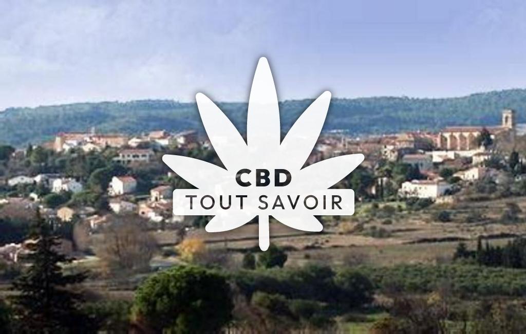 Village à Villeveyrac avec feuille Cannabis CBD