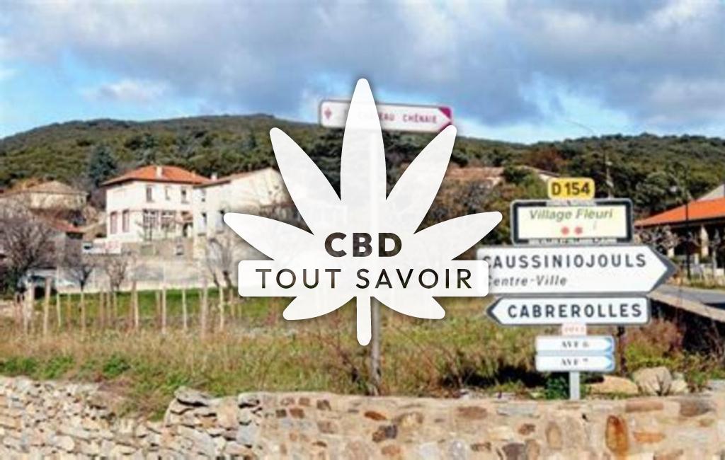 Village à Caussiniojouls avec feuille Cannabis CBD