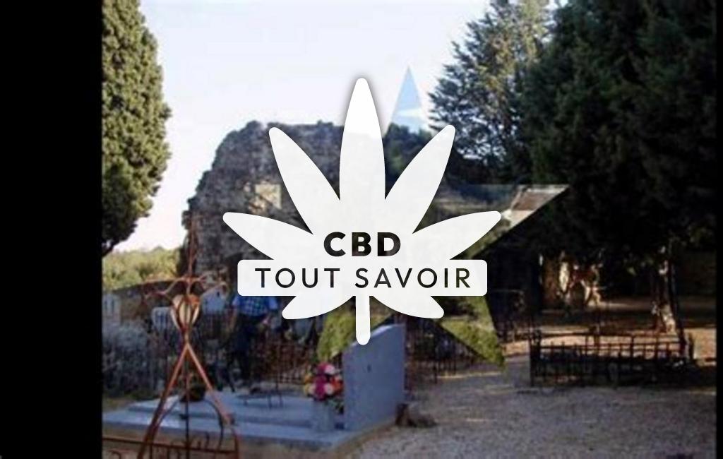 Village à Pezenes-les-Mines avec feuille Cannabis CBD