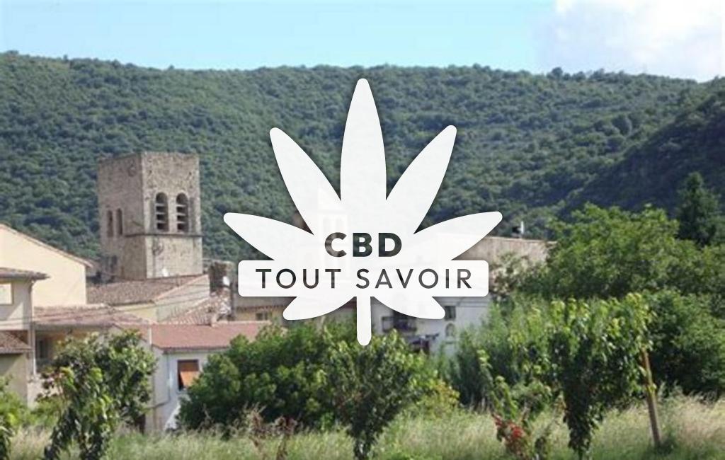 Village à Villemagne-l'Argentiere avec feuille Cannabis CBD