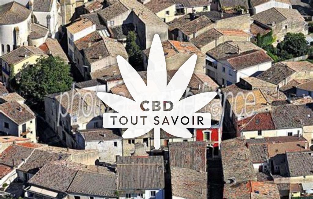 Village à Fabregues avec feuille Cannabis CBD