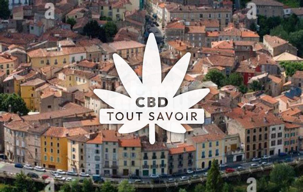 Village à Lodeve avec feuille Cannabis CBD