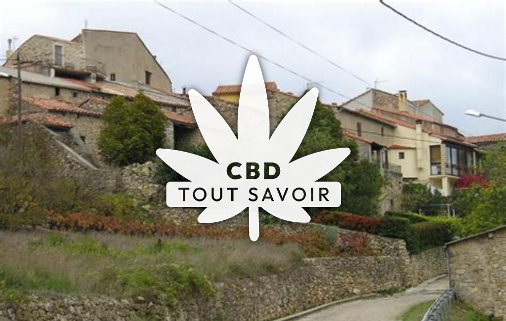Village à Poujols avec feuille Cannabis CBD