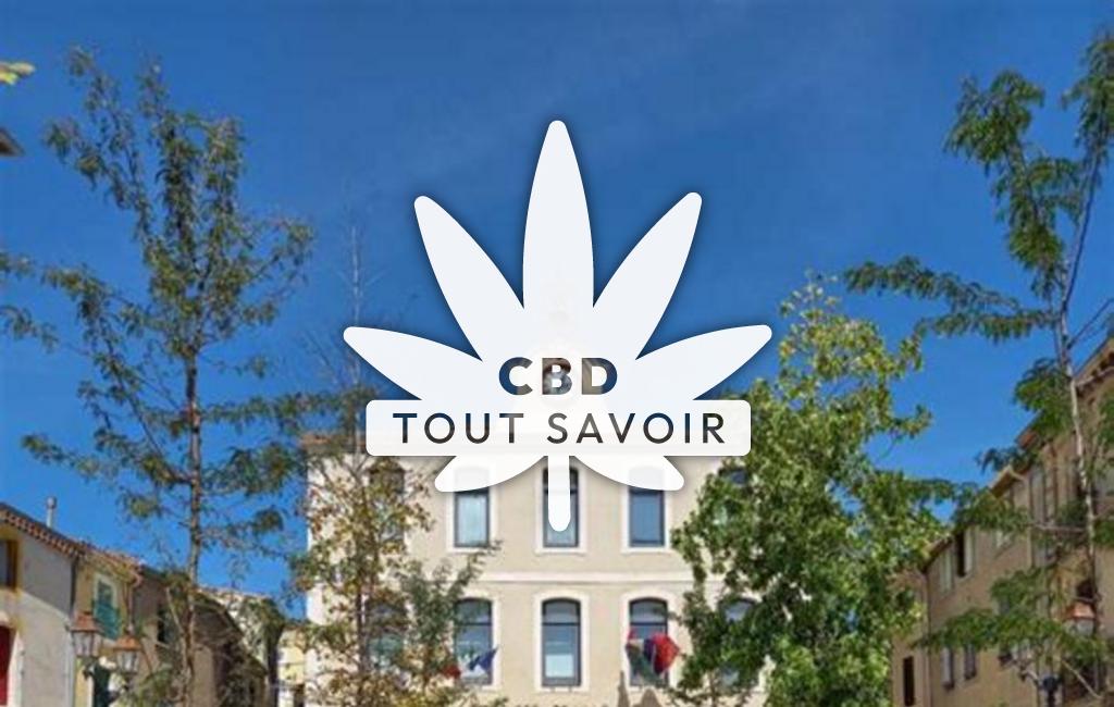 Village à Lespignan avec feuille Cannabis CBD