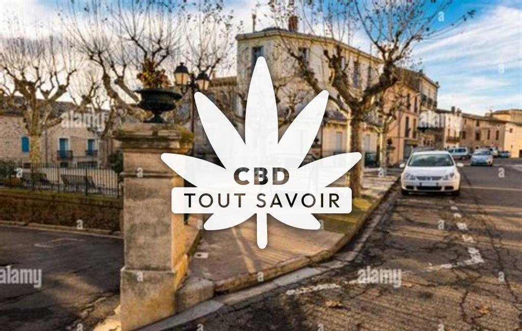 Village à Caux avec feuille Cannabis CBD