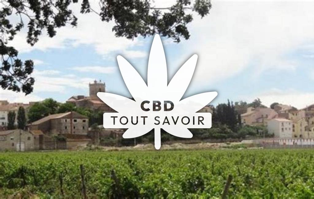 Village à Boujan-sur-Libron avec feuille Cannabis CBD