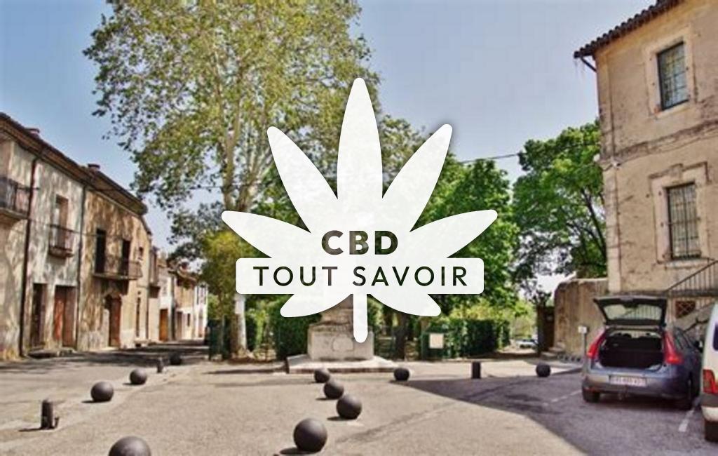 Village à Ceyras avec feuille Cannabis CBD