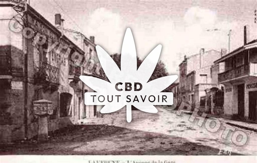 Village à Laverune avec feuille Cannabis CBD