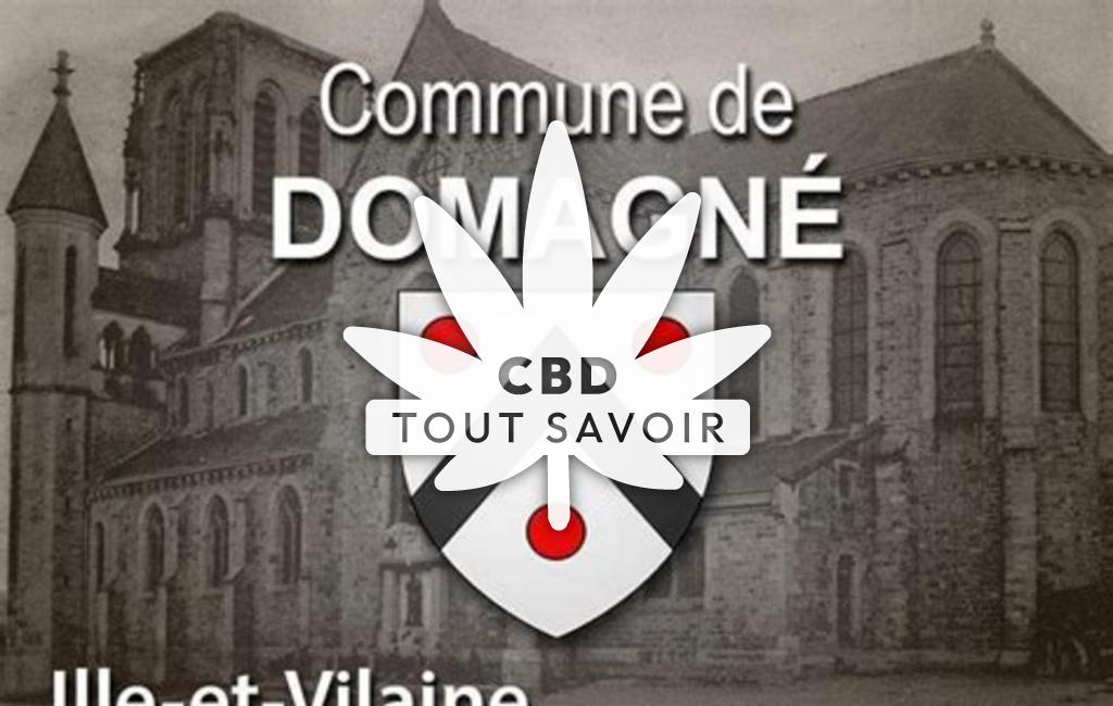 Village à Domagne avec feuille Cannabis CBD