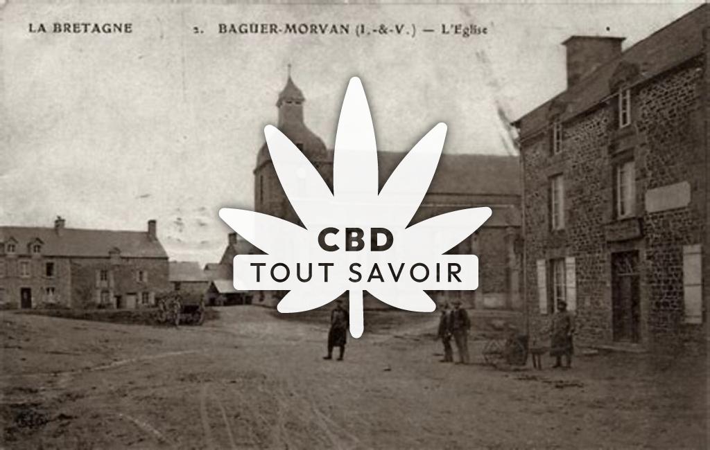 Village à Baguer-Morvan avec feuille Cannabis CBD
