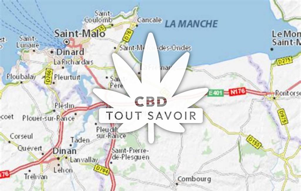 Village à Roz-Landrieux avec feuille Cannabis CBD