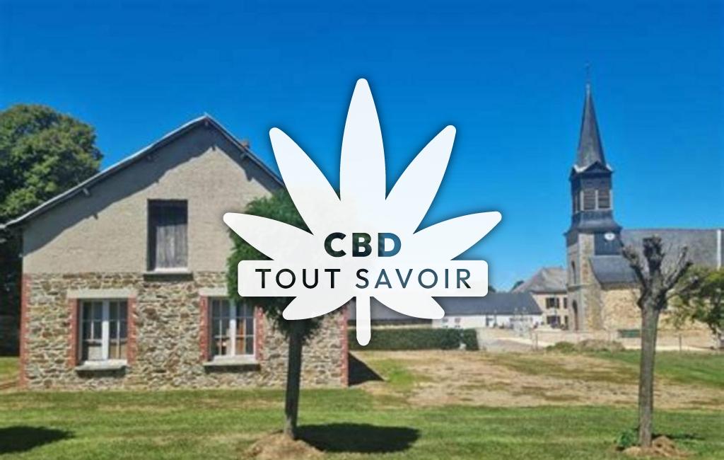 Village à La-Selle-Guerchaise avec feuille Cannabis CBD