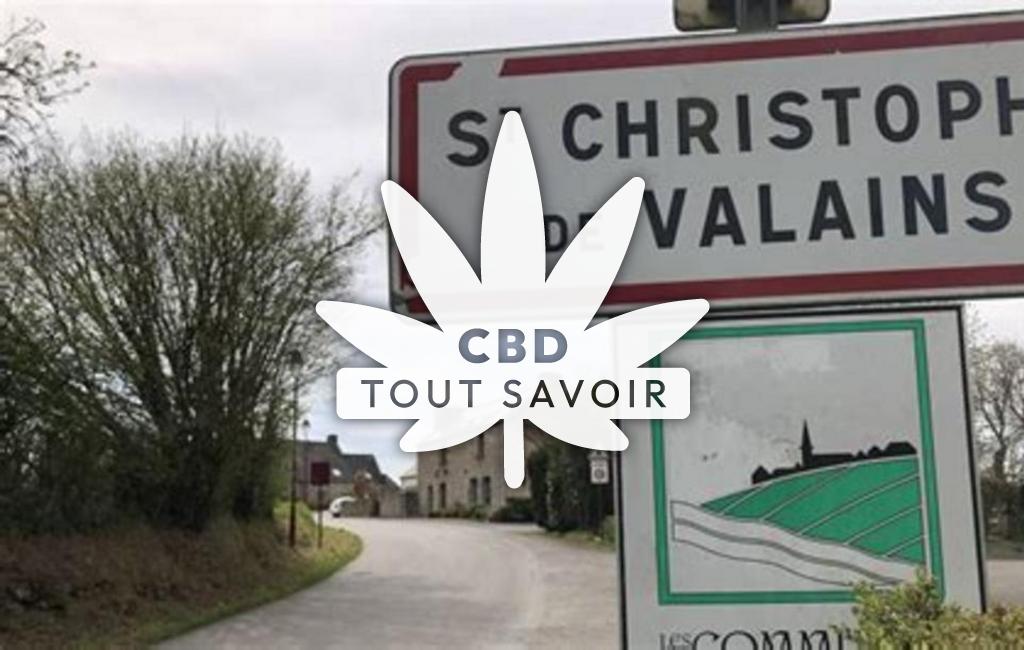 Village à Saint-Christophe-de-Valains avec feuille Cannabis CBD