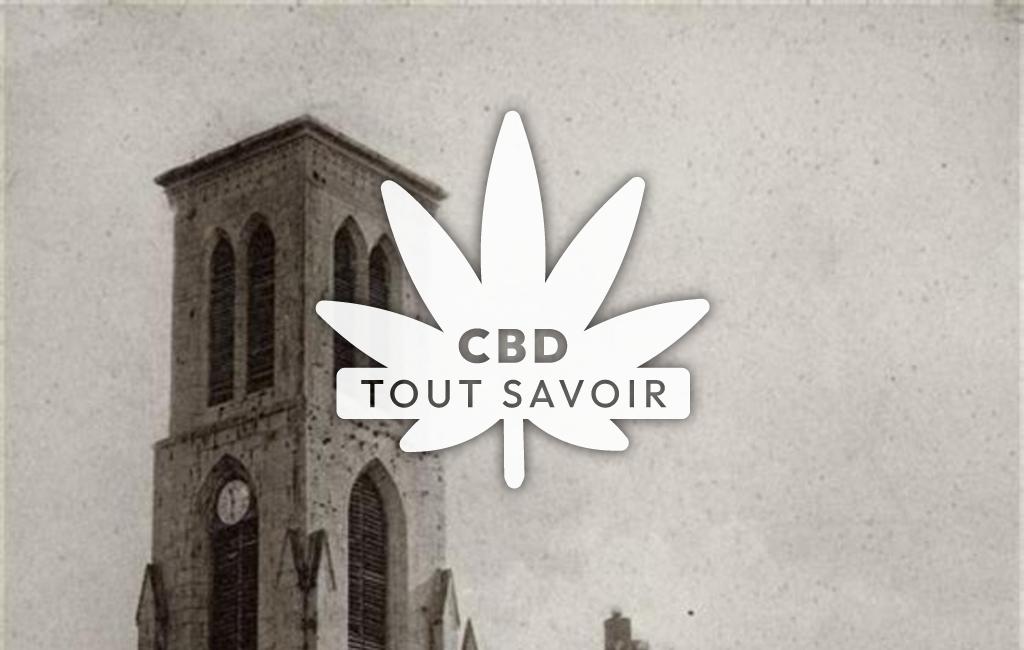 Village à Saint-Ouen-des-Alleux avec feuille Cannabis CBD