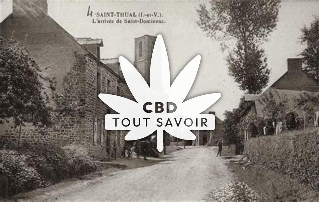 Village à Saint-Thual avec feuille Cannabis CBD