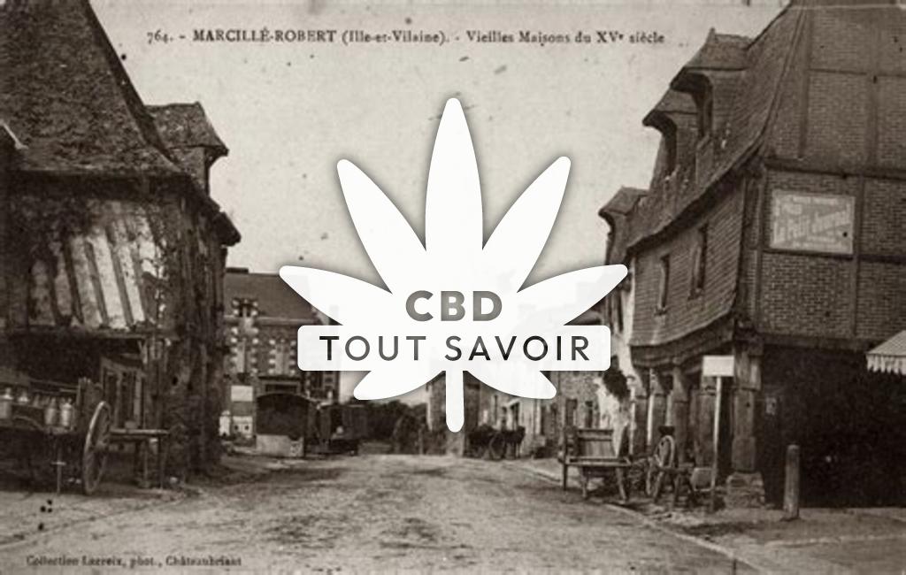 Village à Marcille-Robert avec feuille Cannabis CBD