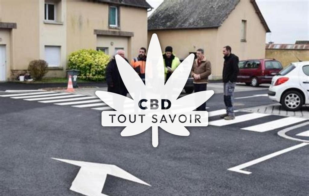 Village à Quedillac avec feuille Cannabis CBD