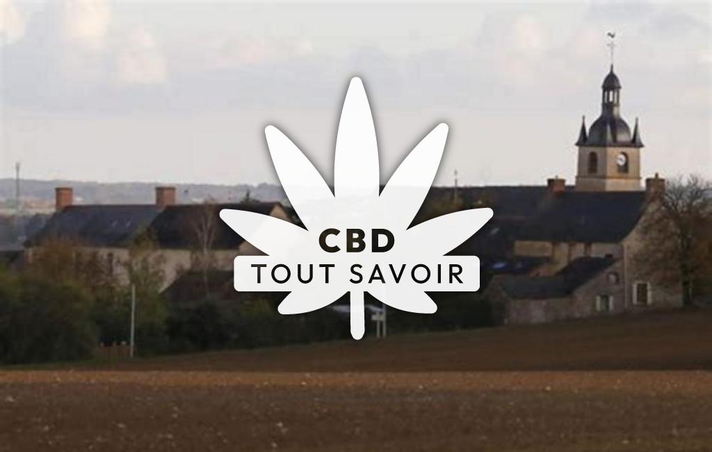 Village à La-Couyere avec feuille Cannabis CBD