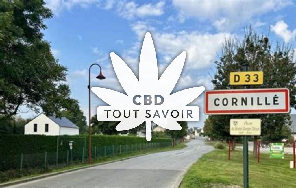 Village à Cornille avec feuille Cannabis CBD