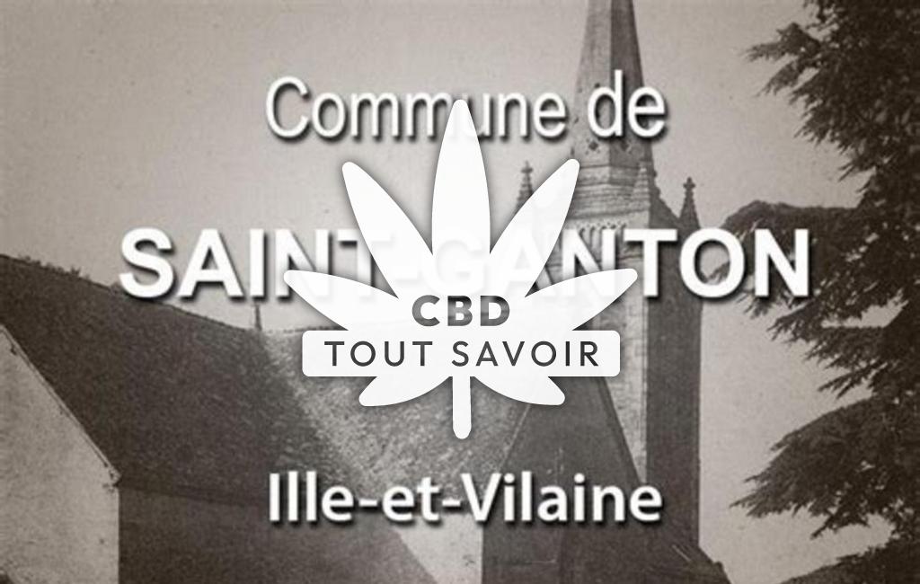 Village à Saint-Ganton avec feuille Cannabis CBD